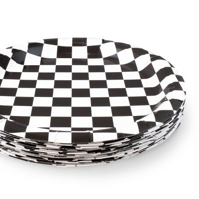 20ct 9.8" Checker Dinner Paper Plates Black/White