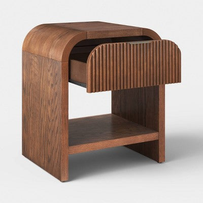 Lupine Reeded Side Table with One Drawer Brown - Fully Assembled (LOCAL PICKUP ONLY)