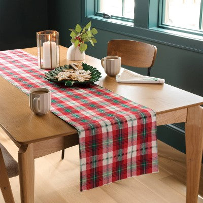 72"x12" Reversible Plaid Table Runner - Threshold