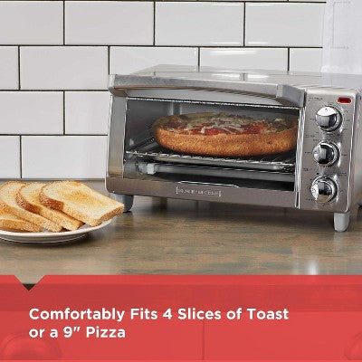 BLACK+DECKER 4-Slice Toaster Oven, TO1745SSG, Even Toast, 4 Cooking Functions Bake, Broil, Toast and Keep Warm, Removable Crumb Tray, Timer (LOCAL PICKUP ONLY)