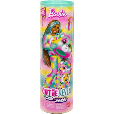 Barbie Cutie Reveal Care Bears Doll & Accessories, Series 2 Good Vibes Bear with 10 Surprises