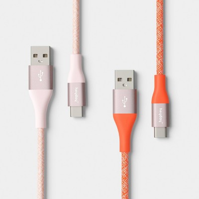 4ft USB-A to USB-C Braided Cable 2pk - heyday Cosmetic Pink Poppy