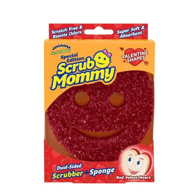 Scrub Daddy Scrub Mommy Red Velvet Heart Dual-Sided Scrubber + Sponge: Foam Material, Cleaning Tools, 6" Height