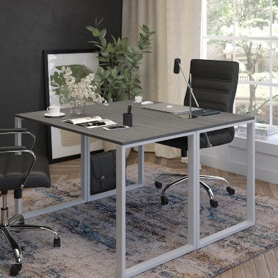 Flash Furniture Tiverton Industrial Modern Desk - Commercial Grade Office Computer Desk and Home Office Desk - 47" Long (Rustic Gray/White) (LOCAL PICKUP ONLY)