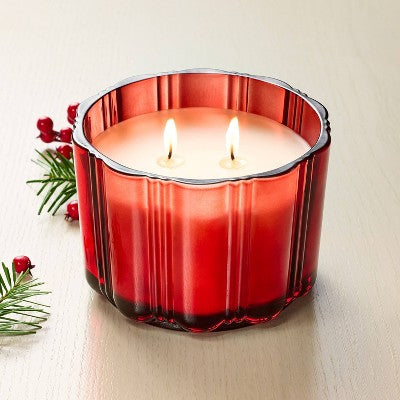 2 Wick Medium Glass with Lid Balsam and Berry Jar Candle Red 12oz - Hearth & Hand with Magnolia