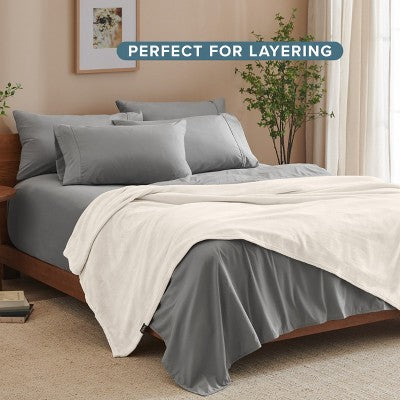 Vanilla Microplush Full/Queen Fleece Blanket by Bare Home