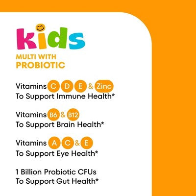 One A Day Kids' Multivitamin with Probiotic Gummies for Digestive Health - Orange - 60ct