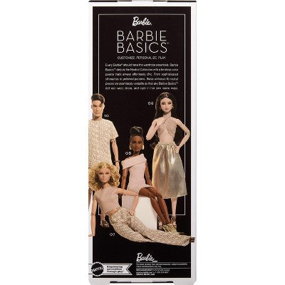Barbie Basics Collectible Doll Model 06 with Brunette Hair in Shimmery Golden Skirt and Halter