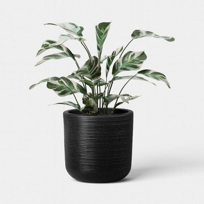Fluted Outdoor Planter Black 8" - Threshold