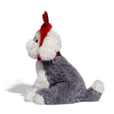FAO Schwarz 12" Sparklers Toy Plush Sheep Dog with Removable Red Heart Boppers