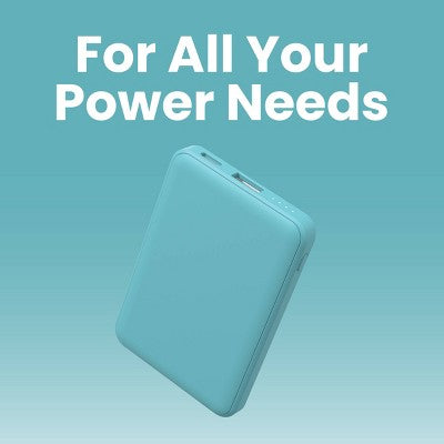 GEMS USB-A to Lightning Charging Gift Set with 5000MmAh Power Bank, Cable, and Wall Charger - Teal Blue