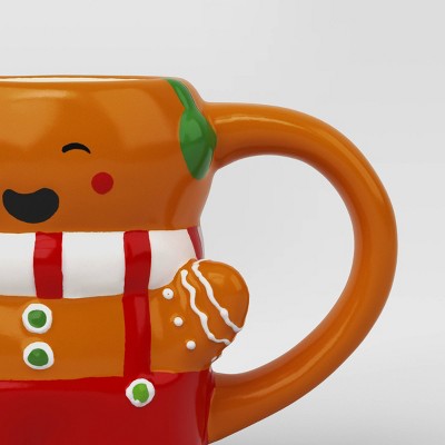 9oz Christmas Earthenware Mini Figural Gingerbread Man Mug - Wondershop