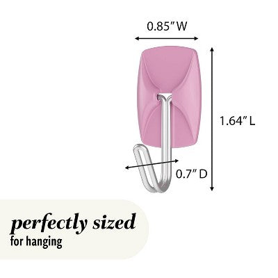Command 4pk Damage-Free Small Wire Hooks Lilac Lemonade