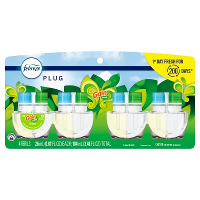 Febreze Plug Quadruple Air Freshener Refill - Gain Original - 3.48 fl oz/4pk
