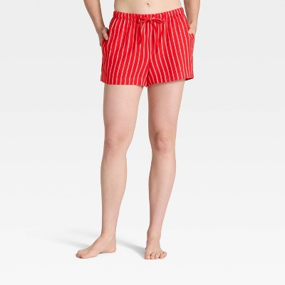 Women's Striped Flannel Pajama Shorts - Auden Red XL