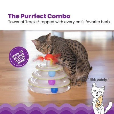 Catstages Tower of Tracks and Spinning Catnip Cat Interactive Toy: 9-Inch Height, 0.75 lb Weight