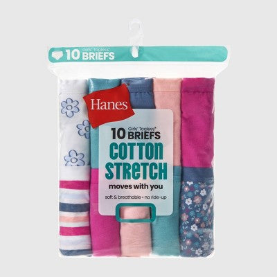 Hanes Girls' 10pk Cotton Stretch Briefs Underwear - colors may vary 16