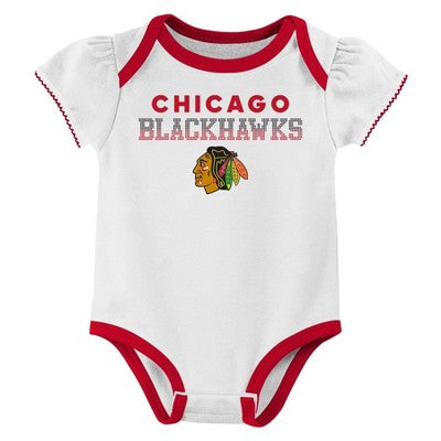 NHL Chicago Blackhawks Infant Girls' 3pk Bodysuits - 3-6M