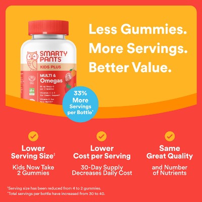 SmartyPants Kids Plus Multivitamin & Omegas Gummies with Vitamins C, D3, B12 & Zinc - 80ct