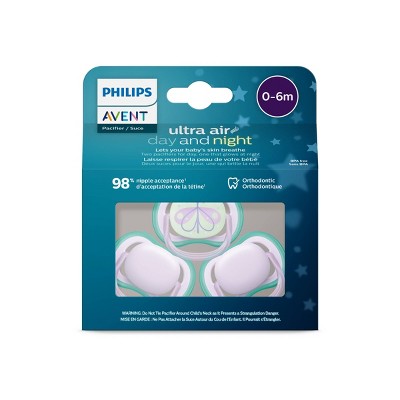 Philips Avent Ultra Air Day Time Pacifier 0-6m - Fresh Lilac/Butterfly - 3pk