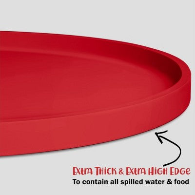 DogBuddy Oval Dog Food Mat, Large, Red 24x14