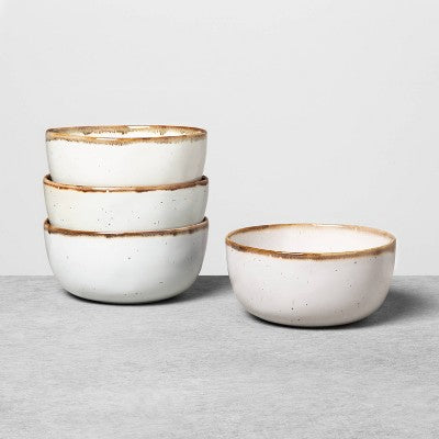 4pk 22oz Stoneware Reactive Glaze Cereal Bowl Set Cream - Hearth & Hand with Magnolia