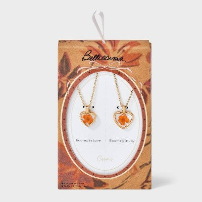 Bella Uno Bellissima 14kt Gold Dipped Flower Duo Necklace Set Extender