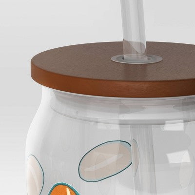 14.5 fl oz Glass Straw Tumbler Coffee Beans - Room Essentials