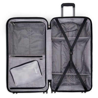American Tourister Trunk Hardside Spinner Suitcase - Black: Wheeled Check Luggage