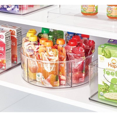 iDESIGN Recycled Plastic Divided Lazy Susan Turntable Organizer Clear: 12" Kitchen Storage, Hand Wash, 0.75 lbs