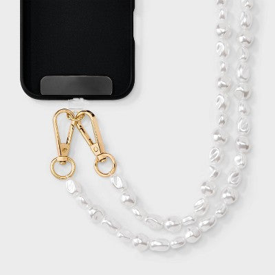Pearl Accessory Crossbody Wristlet/Phone Strap - A New Day White: Cell Phone Accessories, 47.3" Length