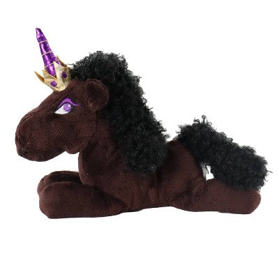 Animal Adventure 4.5'' Afro Unicorn Laying Unicorns Plush Dark Brown
