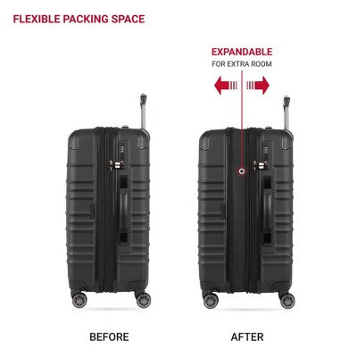 SWISSGEAR Cascade II Hardside Medium Checked Spinner Suitcase - Black (LOCAL PICKUP ONLY)