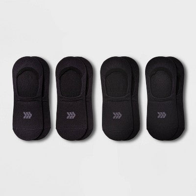 Women's Extended Size Lightweight 4pk Liner Athletic Socks - All In Motion Black 8-12
