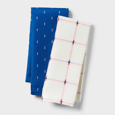 2pk Microfiber Body Pillow Cover Blue Dot/Grid - Room Essentials