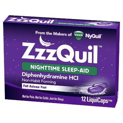ZzzQuil Nighttime Sleep-Aid LiquiCaps - Diphenhydramine HCl - 12ct