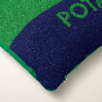 18"x12" Couch Potato Beaded Colorblock Rectangle Lumbar Throw Pillow Green/Navy - kate spade new york x Target