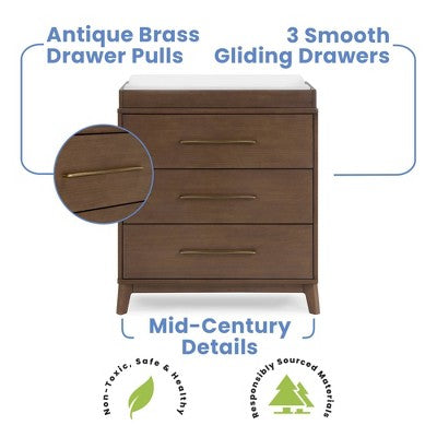 Delta Children Spencer 3 Drawer Dresser with Changing Top - Teak Brown (LOCAL PICKUP ONLY)