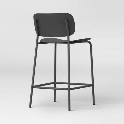 2pk 24" Molded Plastic with Metal Base Counter Height Barstool Black - Room Essentials (LOCAL PICKUP ONLY)