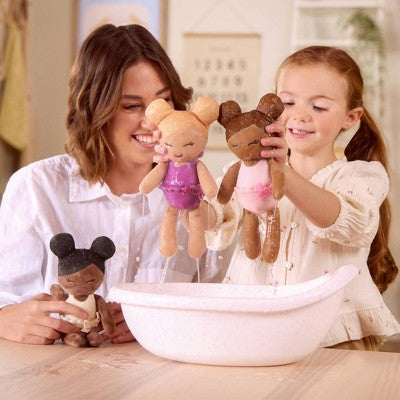LullaBaby Bathtime Set with 3 Plush Bath Dolls for Real Water Play