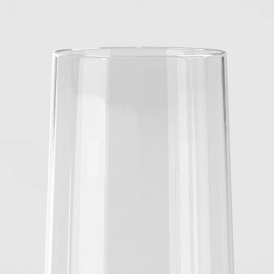 7.1 fl oz Faceted Champagne Flute Gold Rimmed Clear - Threshold