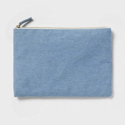 Large Single Zip Denim Pouch - Spritz