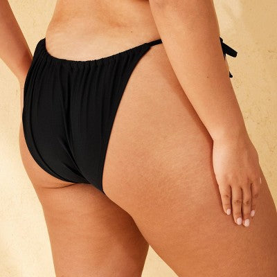 Women's Low-Rise Tie Bikini Bottom - Wild Fable Black XXS