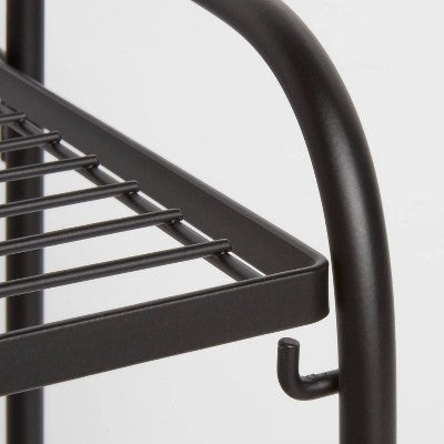 Folding 3 Narrow Shelves Black - Brightroom: Steel Utility Storage, Powder-Coated, Foldable, 30.5" Height, 15lb Capacity (LOCAL PICKUP ONLY)