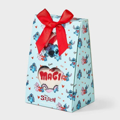 Women's Lilo & Stitch Valentine's Day Giftable 2pk Crew Socks - Blue/Pink 4-10
