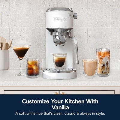 DeLonghi Dedica Duo Espresso and Cold Brew Machine with Milk Frother for Hot & Iced Coffee, Cappuccinos, Lattes & More Vanilla
