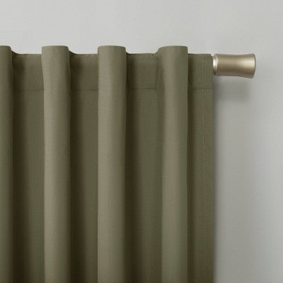 40"x63" Sun Zero 100% Blackout Cyrus Thermal Back Tab Curtain Panel Olive Green: Modern Indoor Polyester Drapery