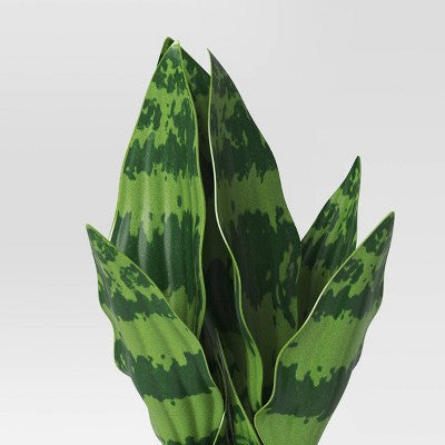 11' Small Snake Plant in Marble Pot Artificial Plant - Threshold: Faux Flora in Stoneware, Indoor Decorative Accessory