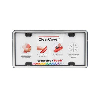 WeatherTech License Plate Frame Clear Cover Brushed Stainless
