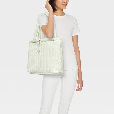 Quilted Drawstring Tote Handbag - Universal Thread Pale Blue